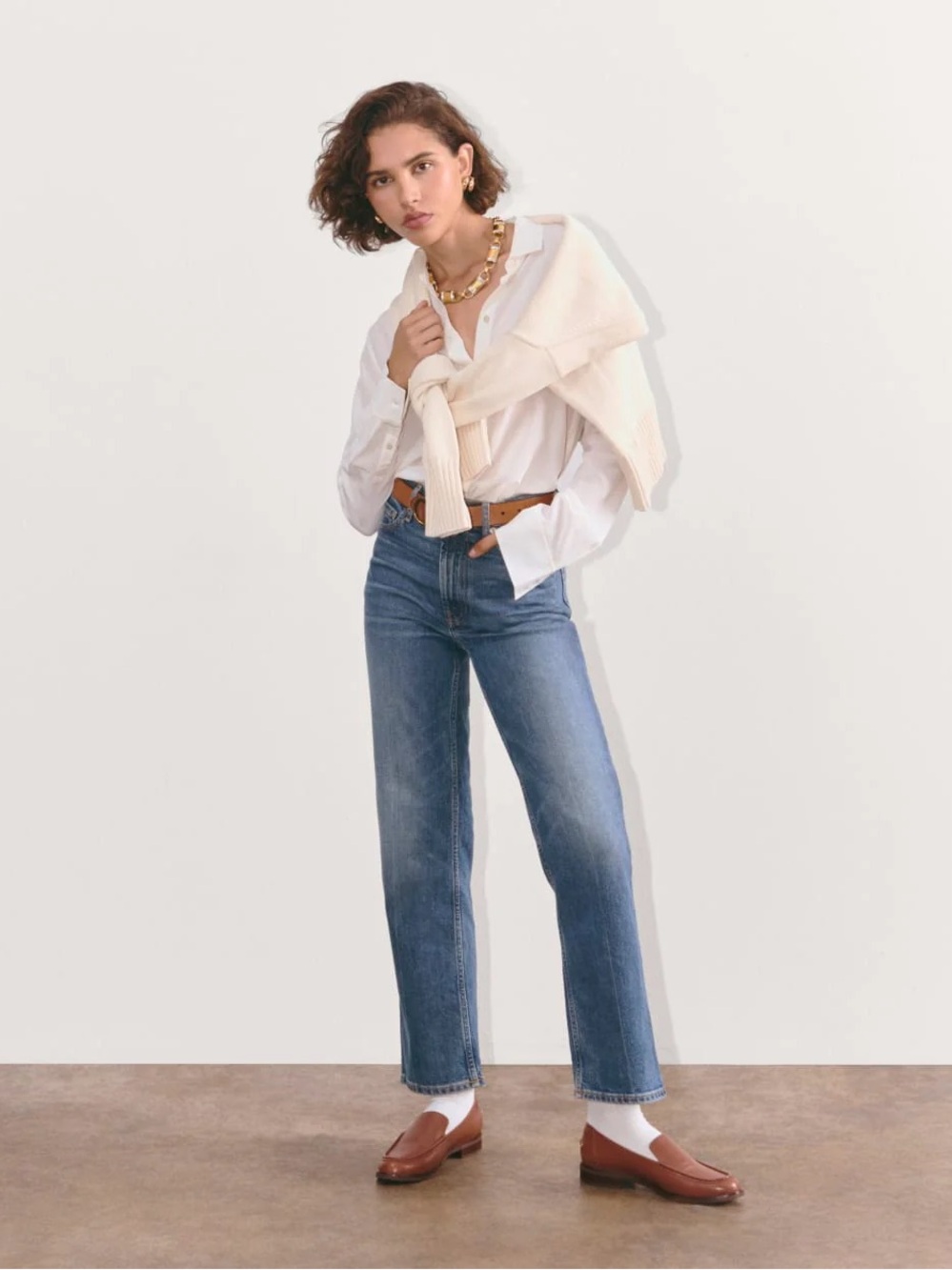 Everlane Straight Leg Jeans in Medium Blue Wash